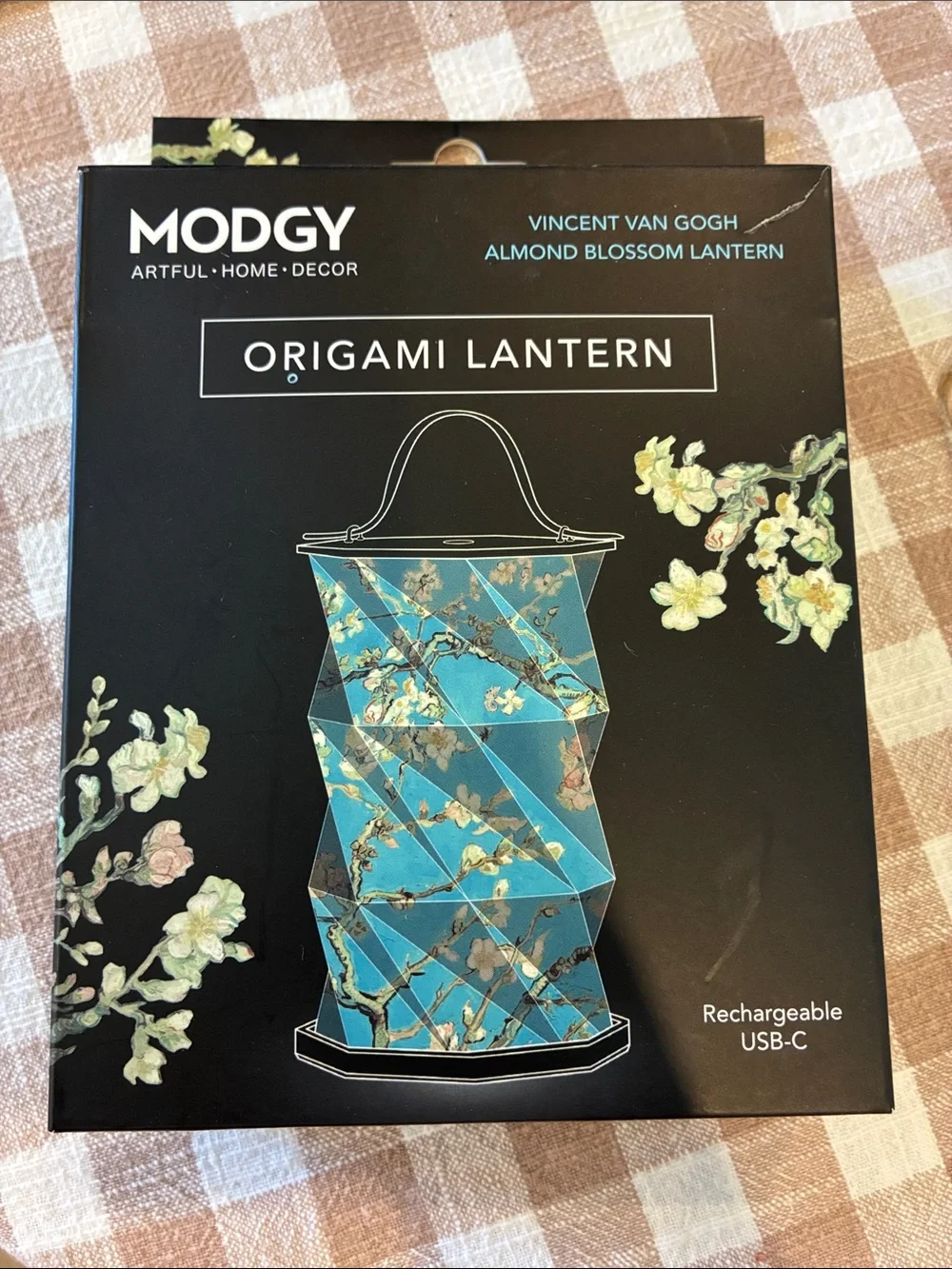Vincent Van Gogh Almond Blossom Origami Lantern - Blue